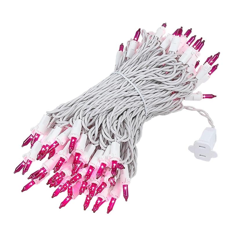 100 Light Christmas Mini Light Set, White Wire, 50' Long - Purple
