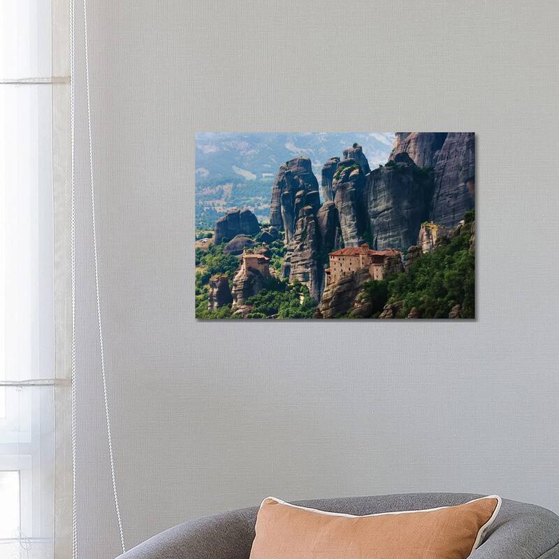iCanvas "St. Nikolaos Anapafsas Monastery and Monastery of Roussanou, Meteora, Greece" by Keren Su Canvas Print - 18x26x1.5