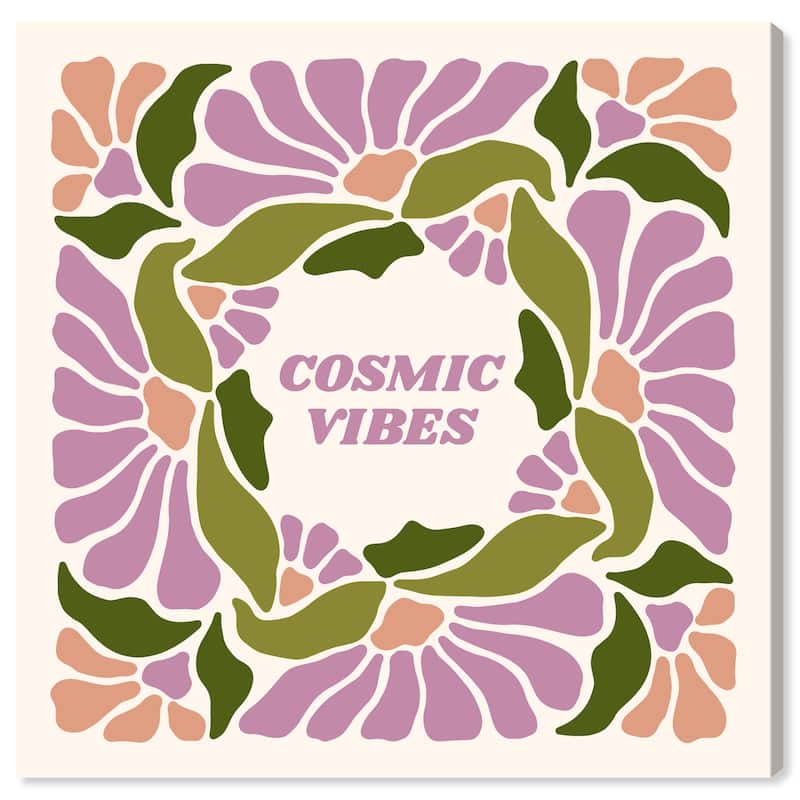 Wynwood Studio Canvas Typography and Quotes Cosmic Vibes Florals Purple Modern & Contemporary Wall Art Canvas Print - 30 x 30