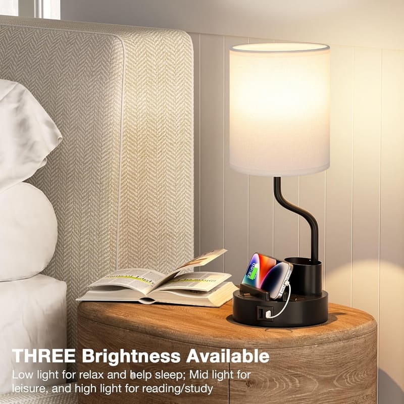 Bedside Table Lamps for Bedroom Set of 2 - Nightstand Light