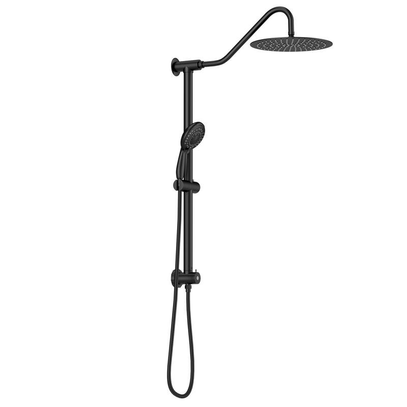 Topcraft Wall Mount 10-Inch Rain Showerhead with Multi-Function Handheld Showerhead - Matte Black