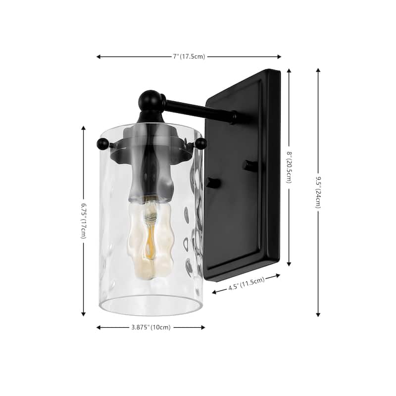 SAFAVIEH Lighting Jobie 7-inch Glass Shade Wall Sconce with Bulbs (Set of 2) - 7 in. W x 4.5 in. D x 9.5 in. H