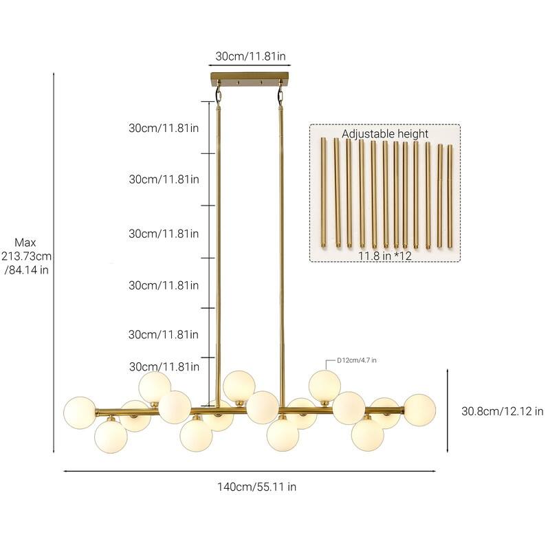 Bubble Sputnik Chandelier Modern Linear Chandelier with Globe Glass Shades