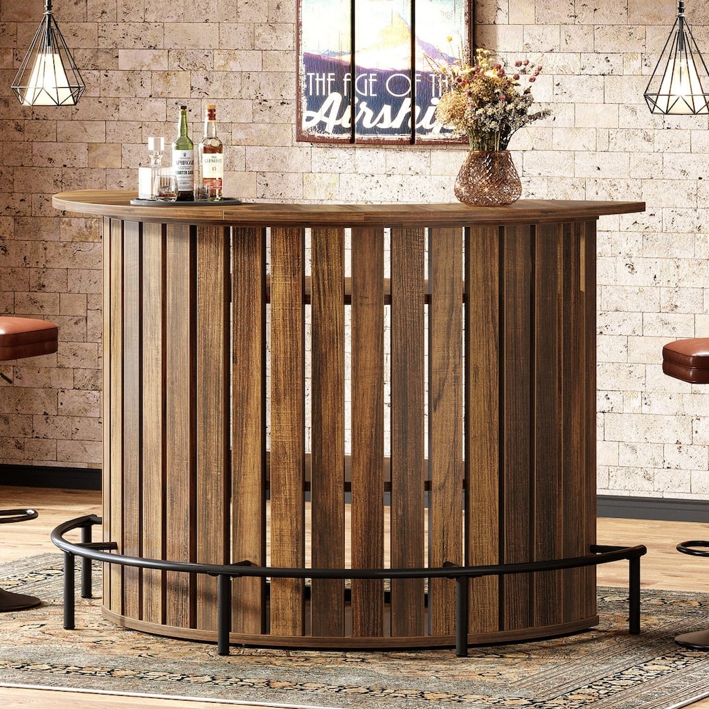4-Tier Bar Table, Arc-Shaped Mini Home Bar Table with Footrest