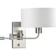preview thumbnail 2 of 8, Carrick Collection One-Light Brushed Nickel Summer Linen Shade Transitional Wall Light - 10 in x 10.87 in x 11.75 in