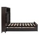 preview thumbnail 7 of 16, Full Size Wooden Bed with All-in-One Cabinet, Shelf, Sockets & Twin Trundle - Stylish and Functional in Espresso