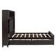 preview thumbnail 7 of 16, Full Size Wooden Bed with Trundle, Cabinet, and Sockets, Espresso