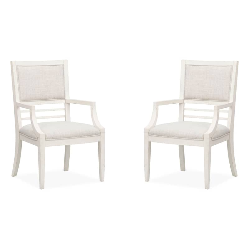 Salt Life Home Echo Isles Sea Pearl And Driftwood Upholstered Arm Chair Two Pack - 23.5''W x 25.13''D x 38''H - Set of 2 - 23.5''W x 25.13''D x 38''H - Sea Pearl - Dining Height