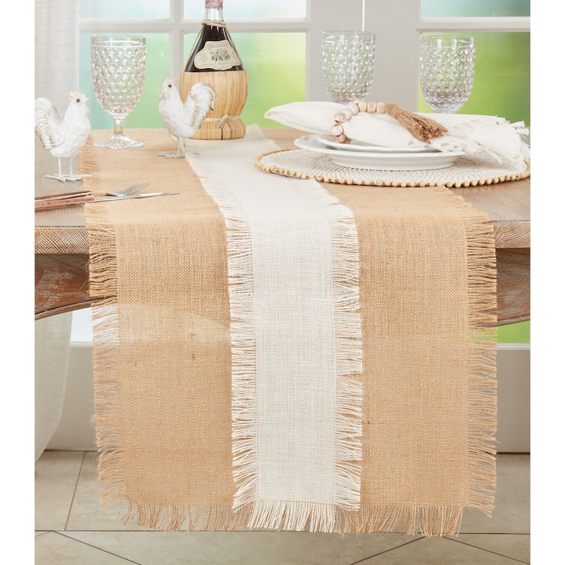 Table Runner With Banded Jute Design