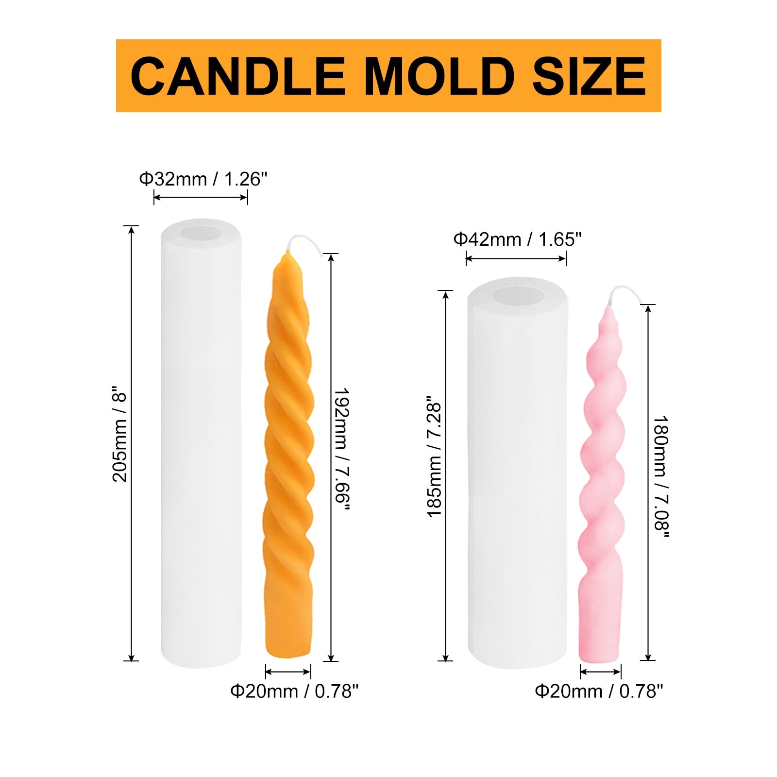 2Pc 3D Twisted Taper Candle Making Mold Long Spiral Taper Silicone
