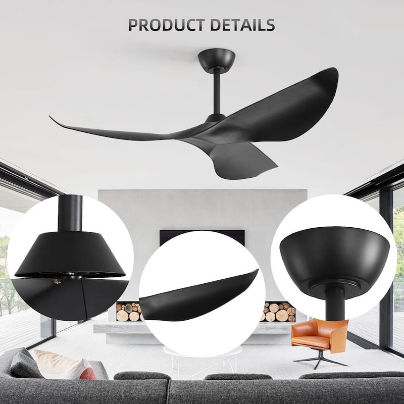 38 Inch Ceiling Fan Without Light ABS Blades Powerful Dc Motor With 1/4/8H Timer for Living Room,Bedroom