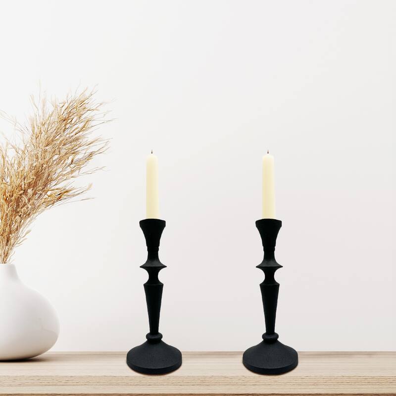 8 Inch Decorative Handmade Aluminum Artistic Candle holder Set of 2 - 3.5 x 3.5 x 8 in