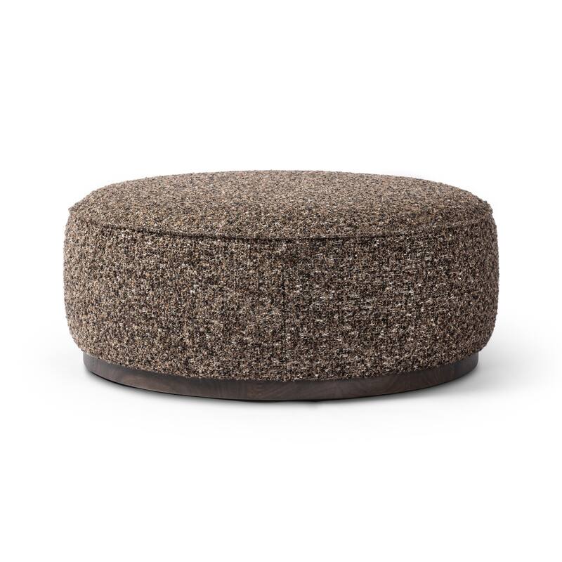 Ralphy Large Round Ottoman-Dark Hair on Hide