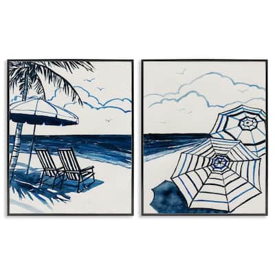 Stupell Tropical Ocean Views Framed Giclee Art Design By Carol Robinson (Set of 2)
