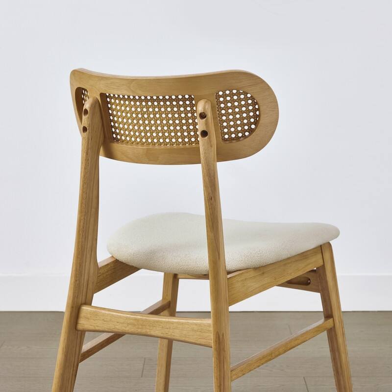 Spruce & Spring Extendable Dining Table Set with Woven Rattan Dining Chairs