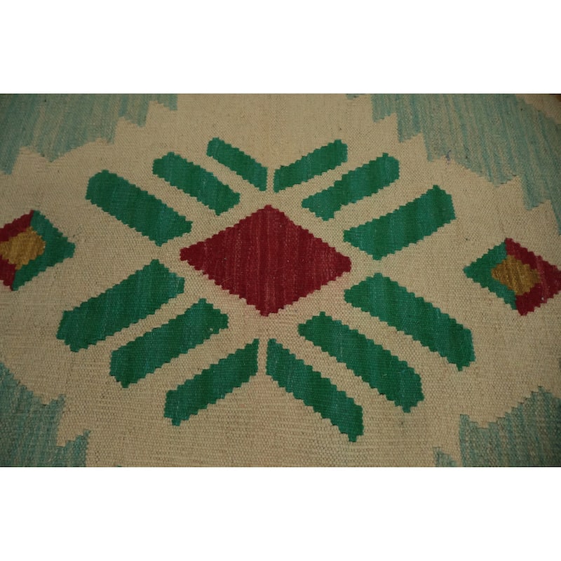 Hand Woven Oriental 100% Wool Carpet Southwestern Tribal Navy Blue & Blues Kilim Area Rug - 11' 8'' X 8' 6''