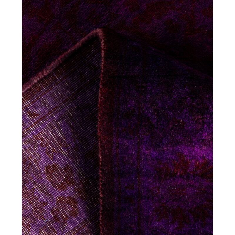 Overdyed One-of-a-Kind Hand-Knotted Area Rug - Purple - 2' 7" x 18' 3"