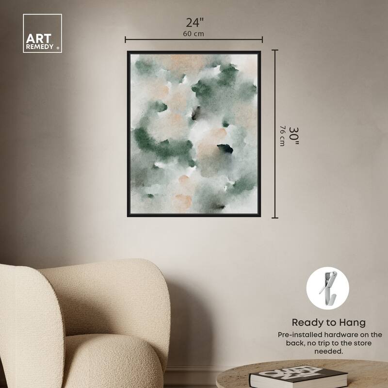 Art Remedy Smoky And Blush Shadows Framed Watercolor Boho Abstracts