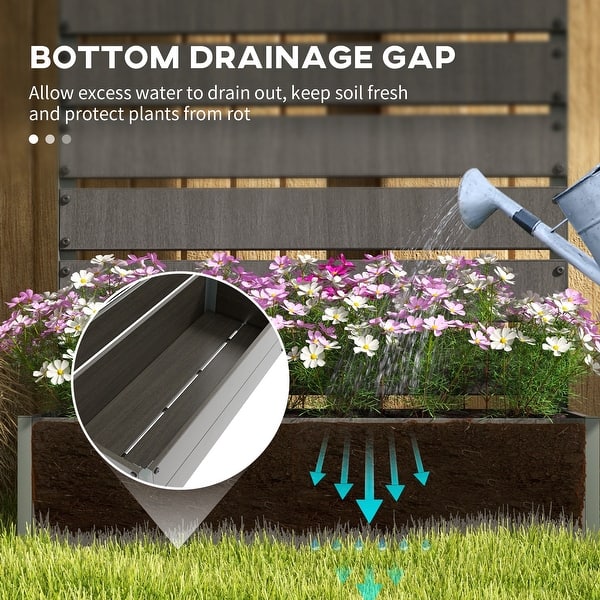 Outsunny Raised Garden Bed with Trellis for Climbing Plants, Planter Box with Self Draining Gap, Freestanding Trellis Planter