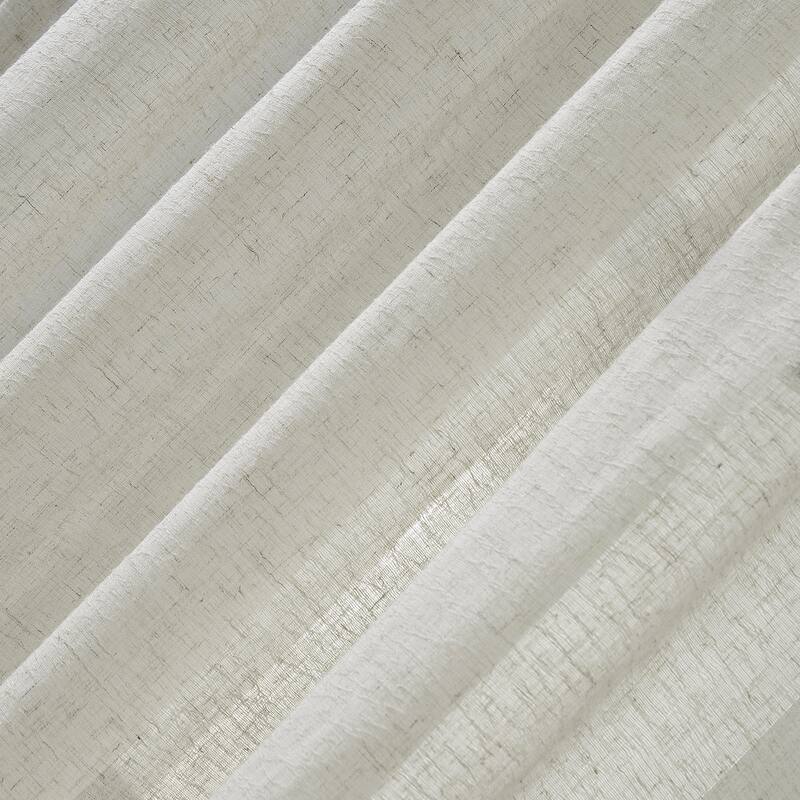 Clean Window Crushed Texture Anti-Dust Sheer Linen Blend Curtain Panel, Single Panel