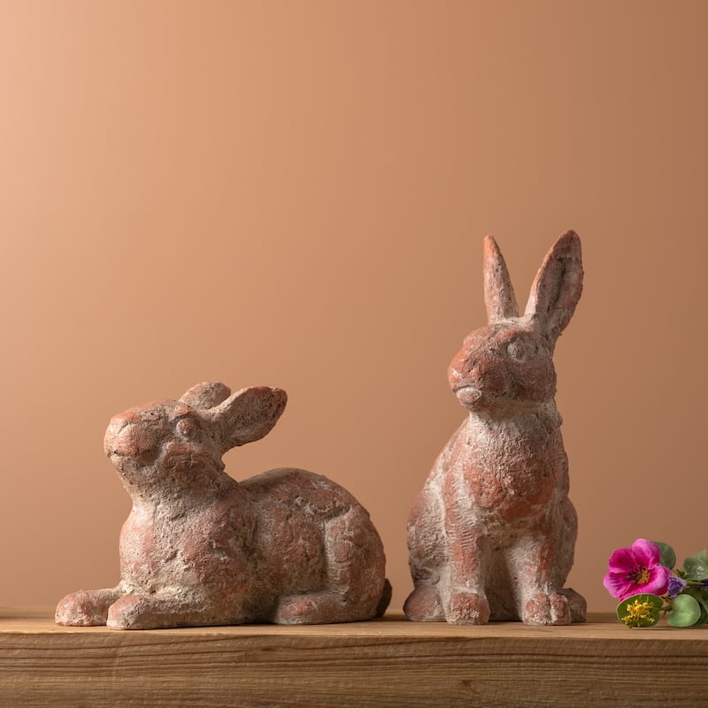Distressed Garden Rabbit Statue (Set of 2)