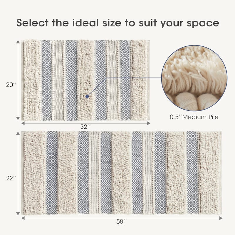 INK+IVY Asher Woven Texture Stripe Bath Rug