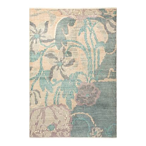 Eclectic, One-of-a-Kind Hand-Knotted Area Rug - Ivory, 6' 1" x 8' 9" - 6' 1" x 8' 9"