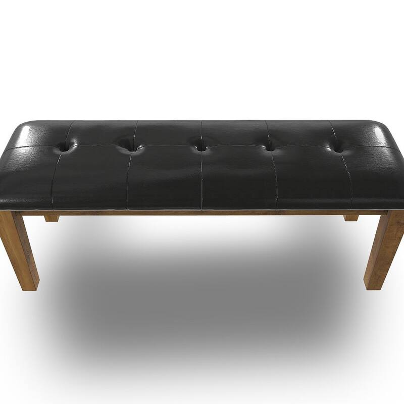 Raly Dining Bench, 50 Inch, Plush Tufted Faux Leather Seat, Brown