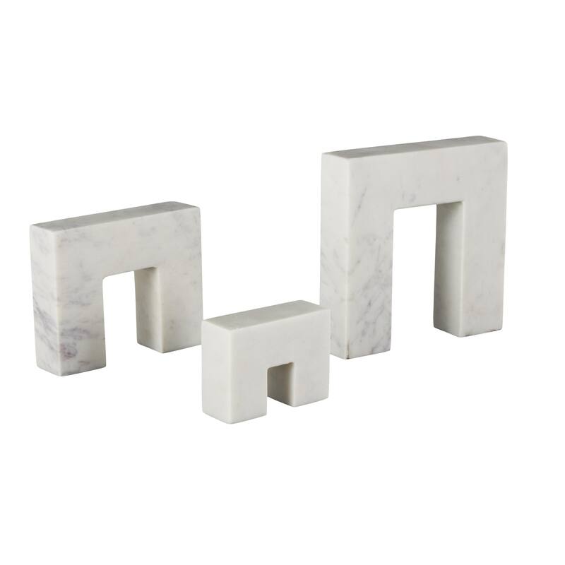 Marble Abstract Square Arch Sculpture with Varying Sizes - Set of 3 White or Black - Roche River Decor