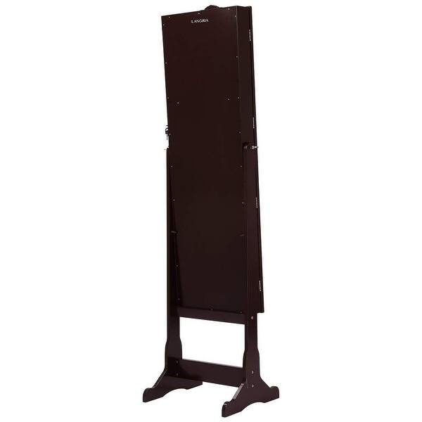 Shop Langria Mirror Jewelry Armoire Cabinet With 10 Leds And 5 Shelves Brown Overstock 23602143