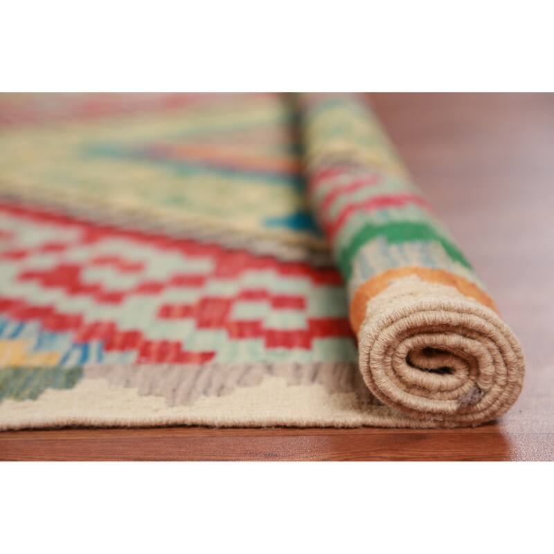 Kilim Oriental Area Rug Flatweave Multi-Color Wool Carpet - 5'10" x 8'7"