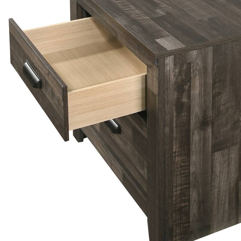 Nightstand with 2 Drawers and Butcher Block Design, Brown