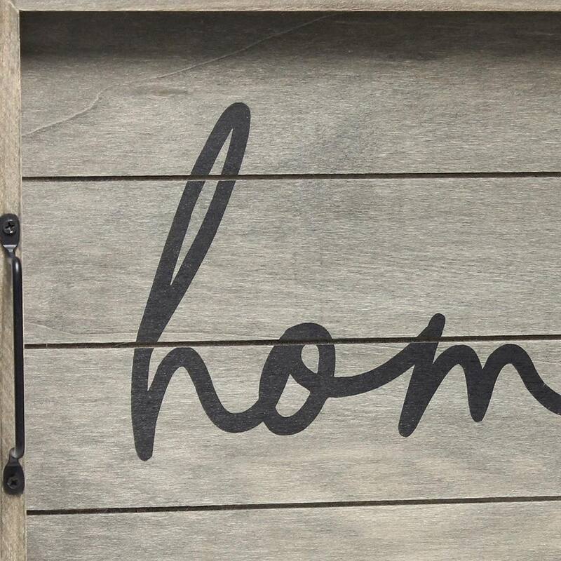 HomeRoots 16" Gray And Black Home Serving Tray With Handles - 15.50 in. x 2.25 in. x 12.00 in.