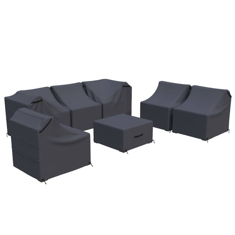 Bhairavi Outdoor Conversation Patio Furniture Cover 7-Piece - 33 x 30 x 29