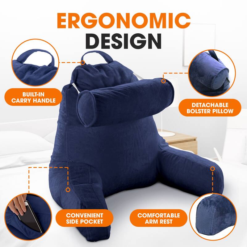 Cheer Collection Extra Large TV Pillow With Detachable Bolster