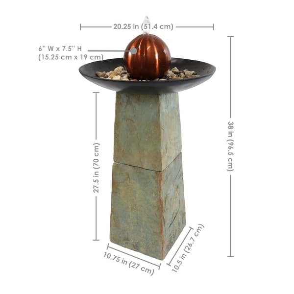 Decorative Orb Slate Outdoor Water Fountain - 38"