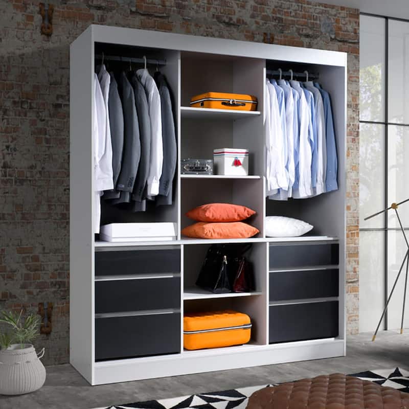 Monaco 3-door Modern 71-inch Wardrobe with Mirror