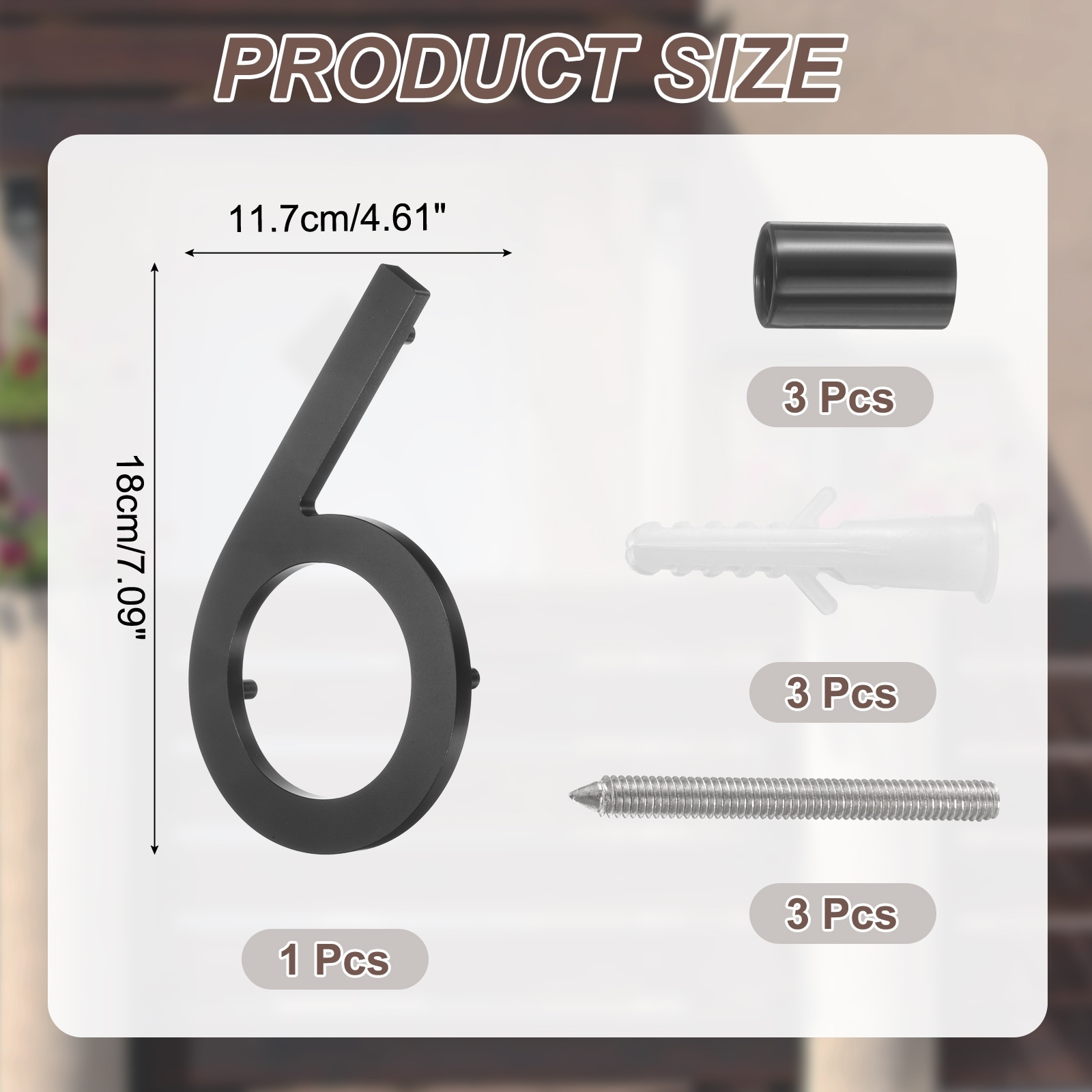 Floating House Numbers, Solid Aluminum Modern Address Number for Outside with Nails for Home Street Office Mailbox Sign - Black