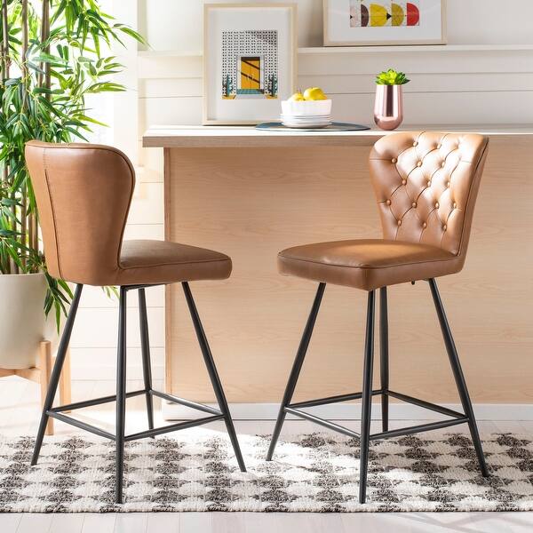 Safavieh Ashby 26 H Mid Century Modern Leather Tufted Swivel Counter Stool Camel 16 9 X 21 7 X 37 16 9 X 21 7 X 37 On Sale Overstock 28234538 Browse mid century & modern chairs to bring effortless style to your home. safavieh