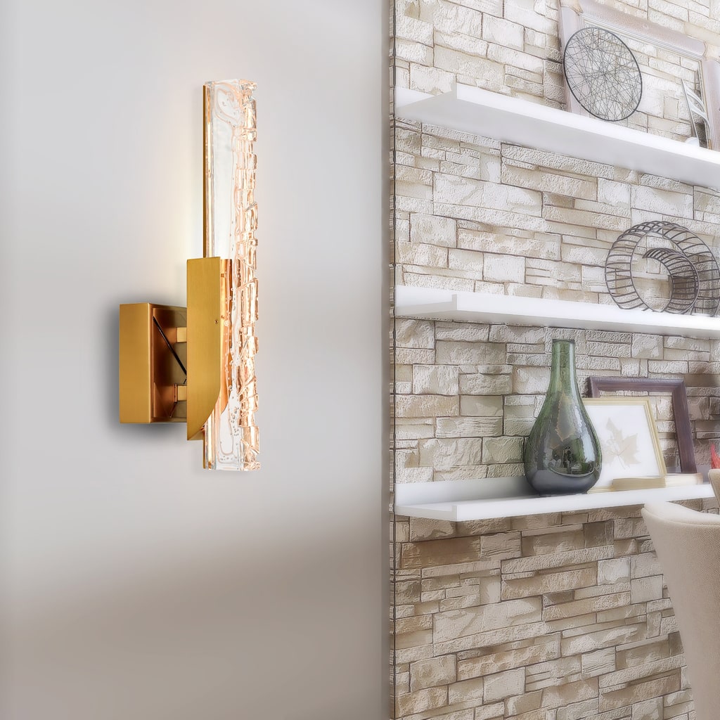 CWI Lighting Valira Integrated LED Brass Wall Light with Handcrafted Glass
