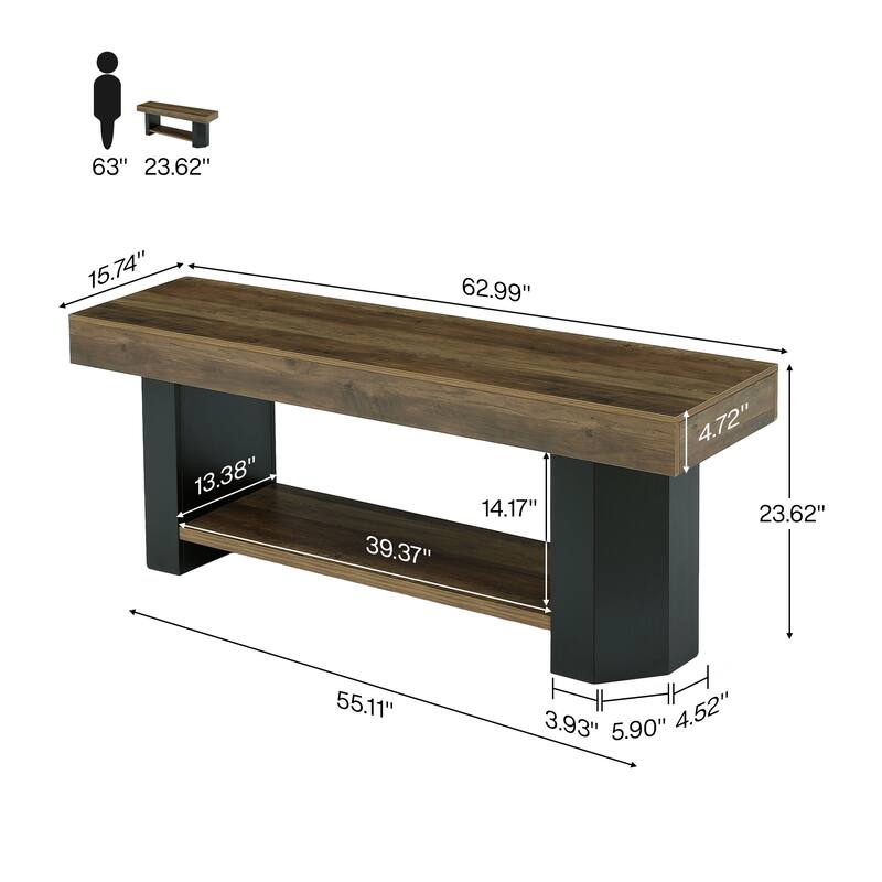 63" TV Stand for 55/60/65/75-Inch TVs, Farmhouse TV Console