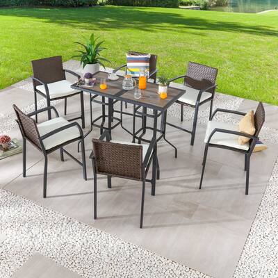 Patio Festival 6-Person Bar Height Dining Set with Cushions