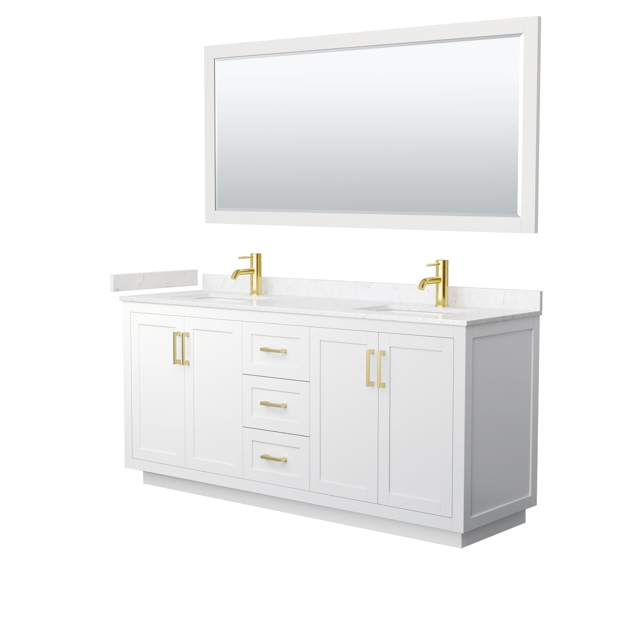 Miranda Double Vanity Set, Cultured Marble Top, 70-Inch Mirror