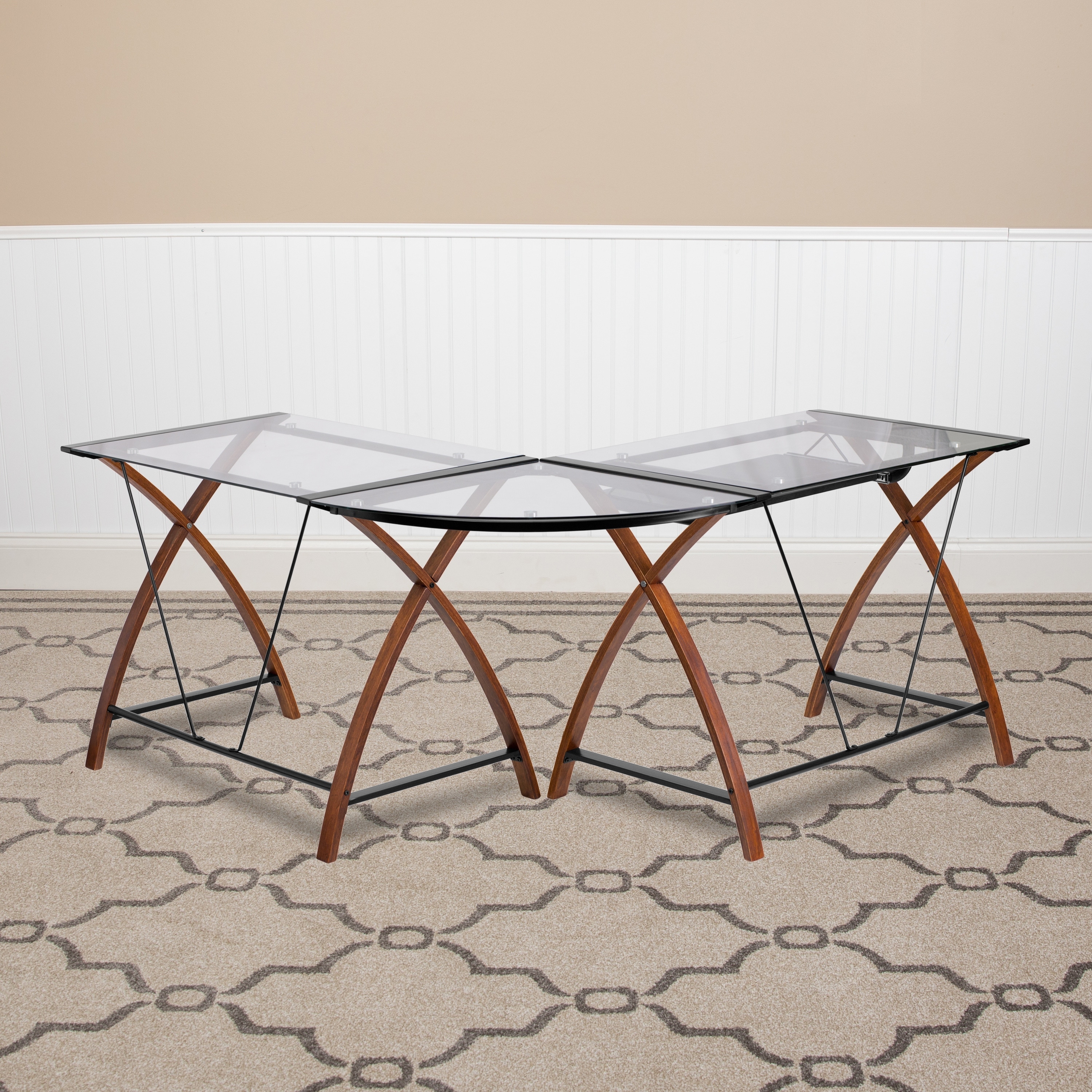L shaped desk with deals pull out keyboard