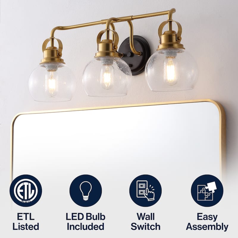 Bolha Metal/ Bubbled Glass Vanity Light, Chrome by JONATHAN Y