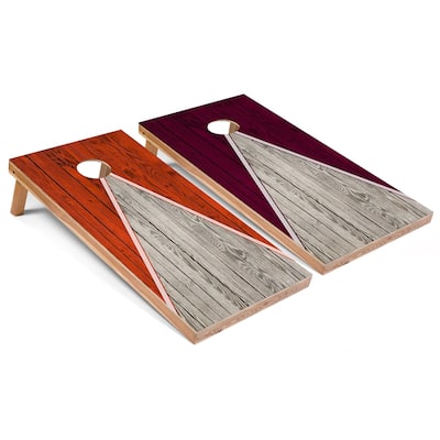 Orange and Maroon Pyramid Cornhole Boards with Case & Lights