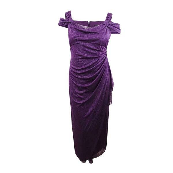 Shop Alex Evenings Women S Petite Cold Shoulder Draped Metallic