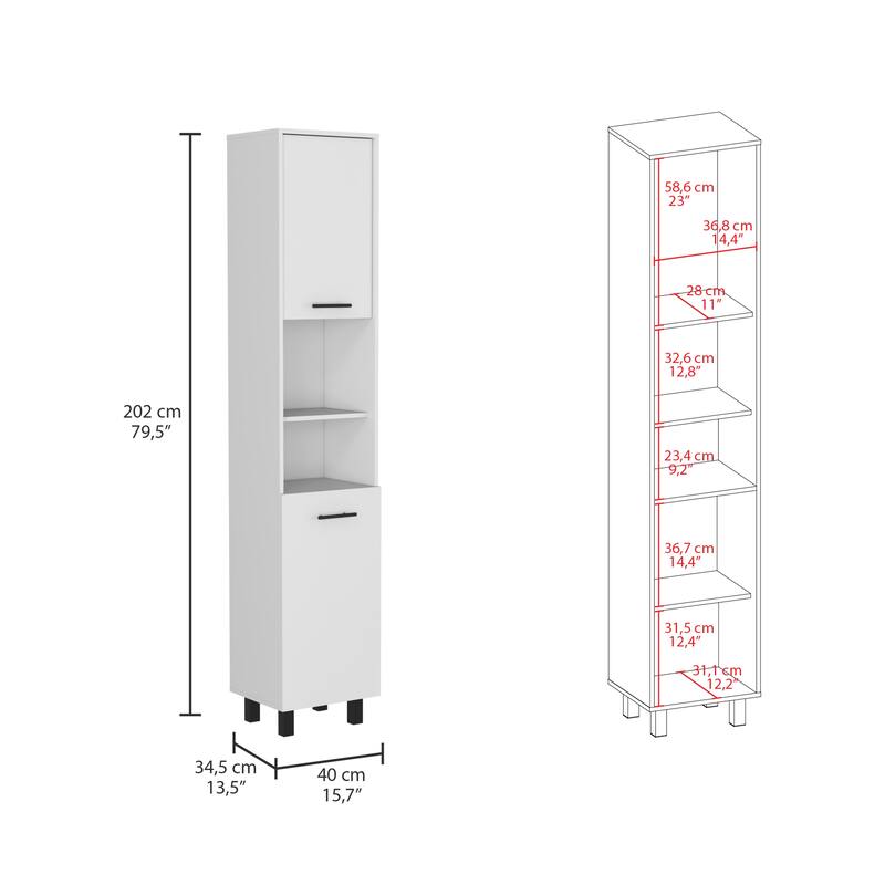 Hobart Pantry, Three Interior Shelves, Two Shelves, Two Cabinets