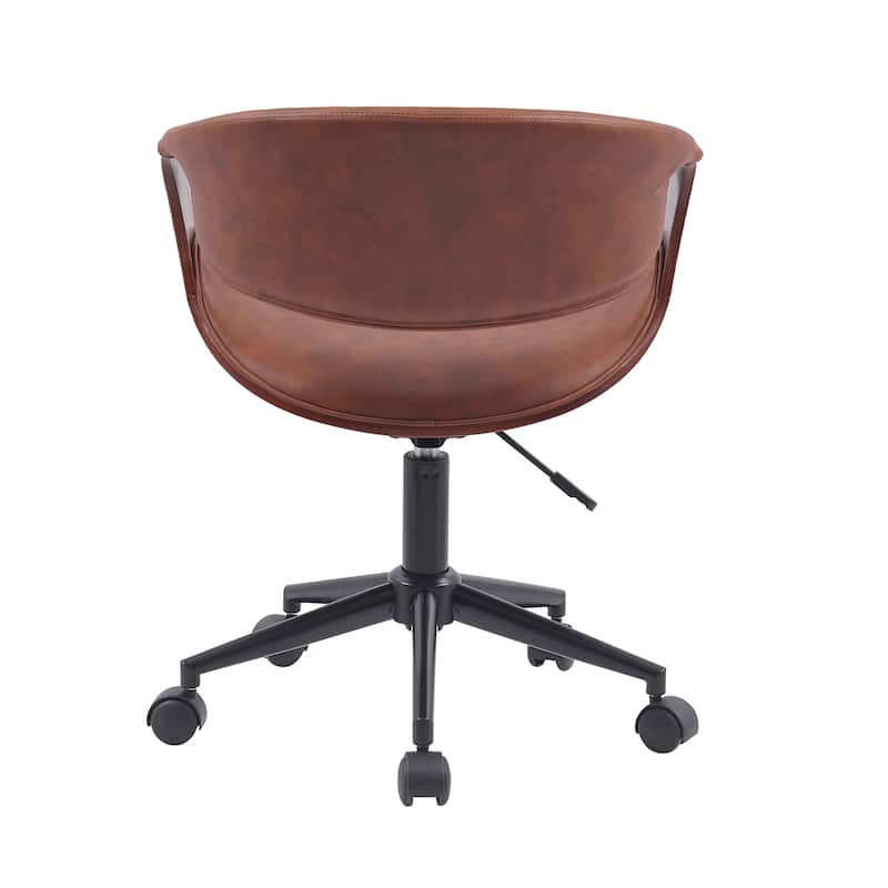 Porthos Home Elio Faux Leather Mid Century Office Chair with Black Metal Base