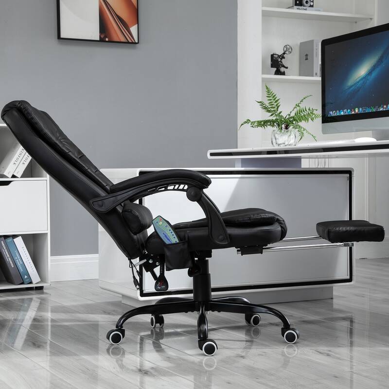 Vinsetto High Back Massage Office Chair with 7-Point Vibration Heating Reclining Back Adjustable Height w/ Headrest Footrest
